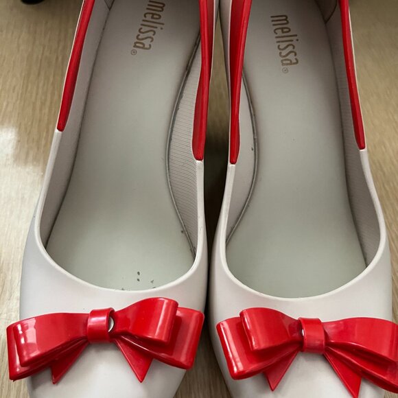 EUC MELISSA queen wedges khaki red bow 8 - Picture 4 of 7